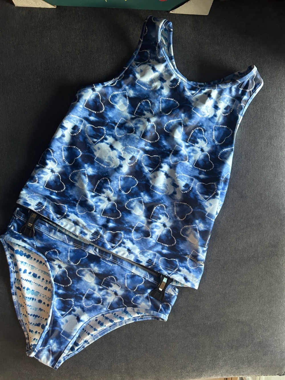 Eddie Bauer Blue Heart Tie-Dye Tankini Set